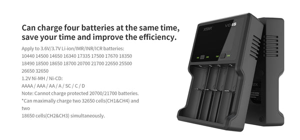 XTAR VC4S 4 Bay LCD USB Battery Charger
